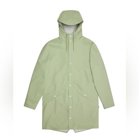 RAINS MENS HOODED LONG RAINCOAT, UNISEX, MINT GREEN, large - Picture 5 of 7